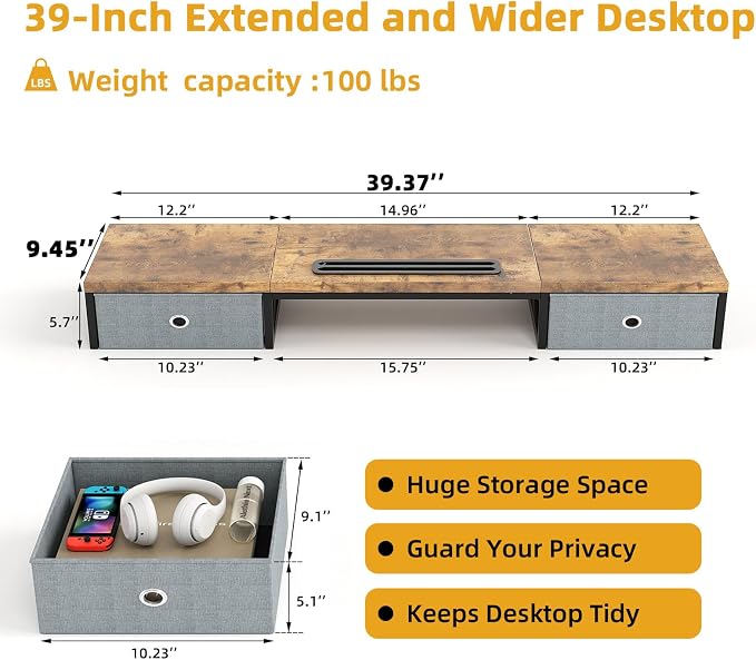 39 Inch Dual Monitor Stand Riser - Image 7