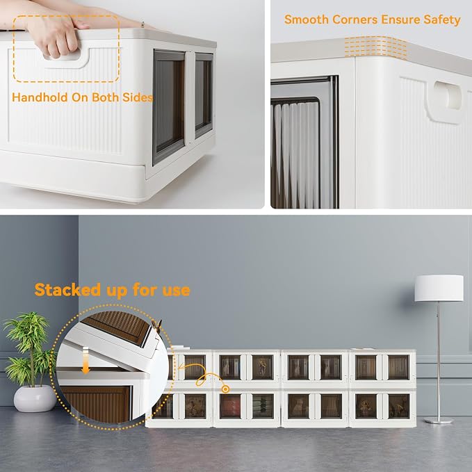 Storage Cabinet with Lids, Foldable Box, 8.4 Gallon, With Double Door and Buckle - Image 6