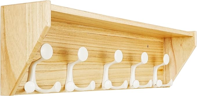 SKOLOO Wall Shelf with Hooks, 24-Inch Coat Rack Wall Mount with Shelf Organizer by SKOLOO