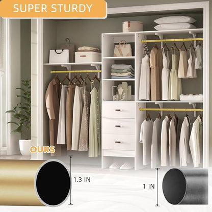1.3 Inch Diameter Closet Rods for Hanging Clothes 17-64 Inch Adjustable - Image 2