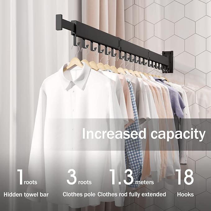 Clothes Drying Rack Wall Mounted, Drying Rack Clothing, Laundry Drying Rack - Image 7