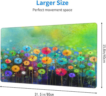 Desk Mat, Abstract Watercolor Flowers Extended Gaming Mouse Pad - Image 3