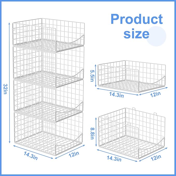 4-Tier Stackable Closet Organizers and Storage Shelves, Foldable & - Image 5