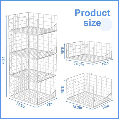 4-Tier Stackable Closet Organizers and Storage Shelves, Foldable & - Image 5