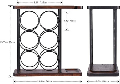 ALLCENER Wine Rack with Glass Holder, Countertop Wine Rack, Wooden Wine Holder - Image 5