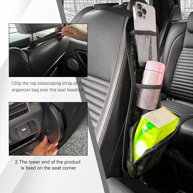 Car Seat Side Organizer, Seat Side Storage Pocket, Car Multi-Pockets Backseat - Image 3