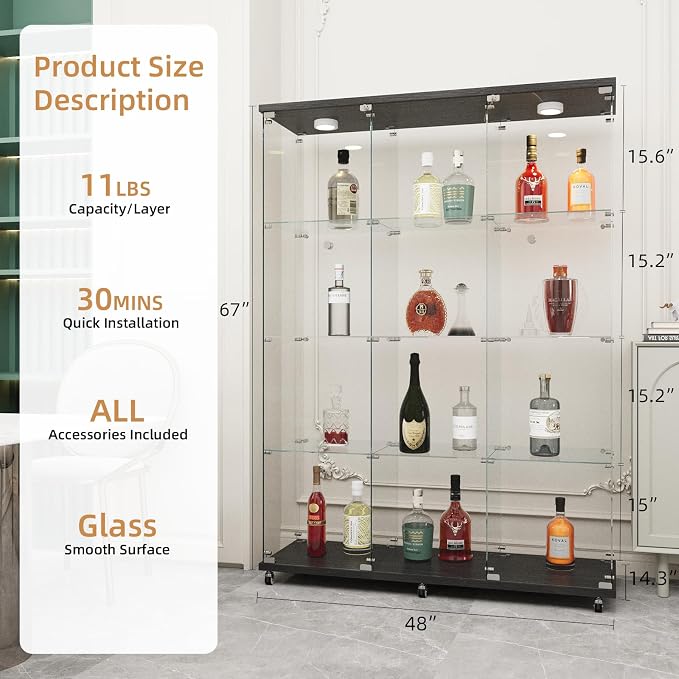 Beauty4U Glass Display Cabinet - Image 2