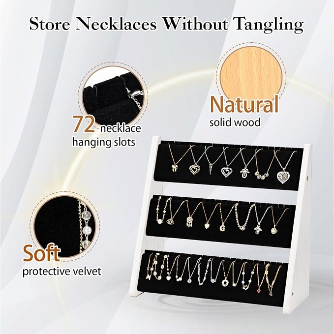 Necklace Organizer, 3-Tier Necklace Holder Jewelry Organizer Stand - Image 3
