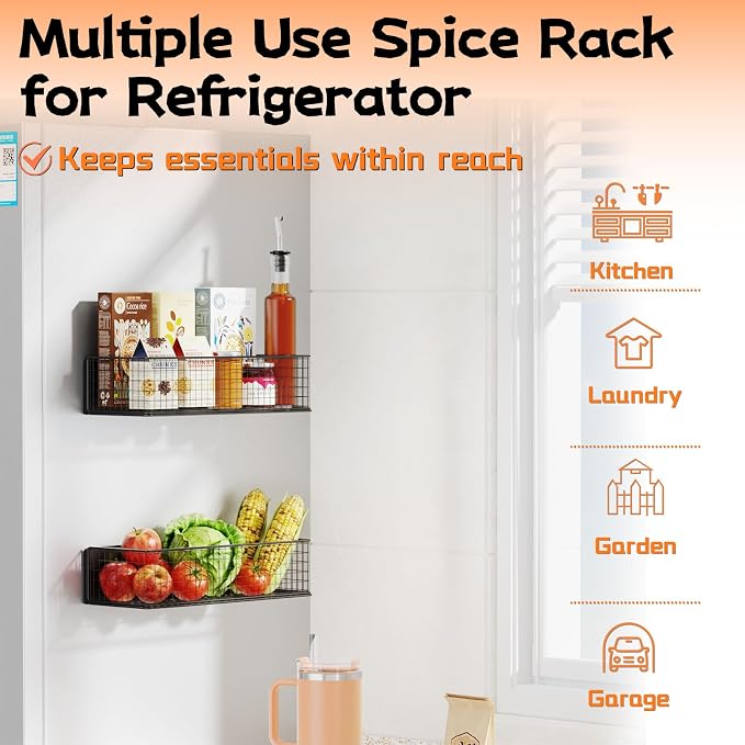 ULIBERMAGNET Magnetic Baskets Fridge Organizers, Large Capacity Metal Wire Mesh - Image 3