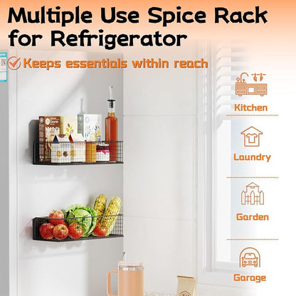 ULIBERMAGNET Magnetic Baskets Fridge Organizers, Large Capacity Metal Wire Mesh - Image 3
