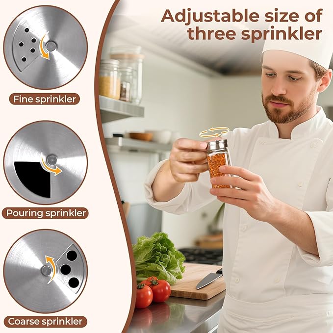 ComSaf Spice Jars with Shaker lids Adjustable, 4oz 24PCS，45 Labels, Comdiment - Image 3