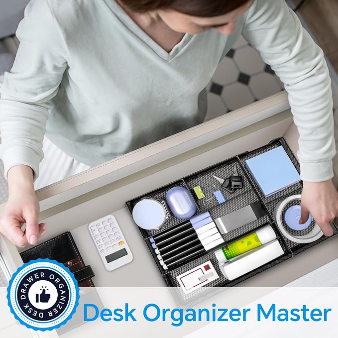 Desk Drawer Organizer, Office Drawer Divider Organizer Tray - Image 6