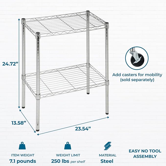 Honey-Can-Do 14x24x24 Shelving Unit CRM SHF-09374 Chrome, 500 lbs | 500 lb - Image 3
