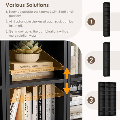 FOTOSOK Bookshelf Bookcase 8-Tier Narrow Bookshelf Tall CD Media Tower Rack | - Image 7