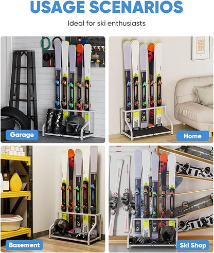 Ski Storage Rack for Garage — Freestanding Ski Holder for 5 Pair Skis, Indoor - Image 7