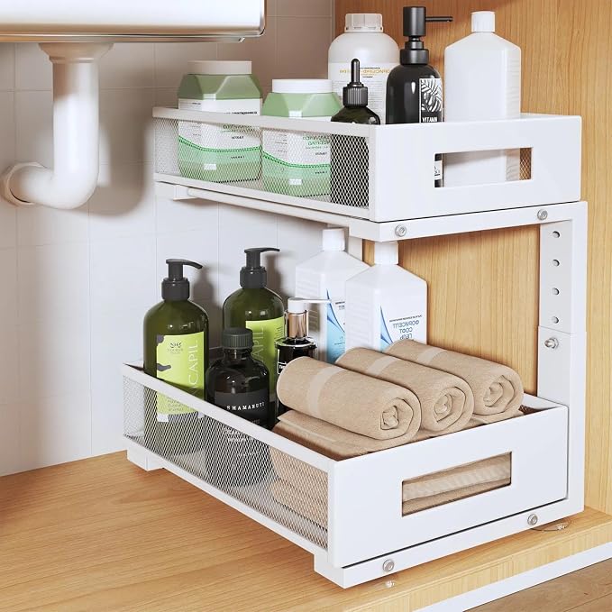 Under Sink Organizer, 2-Tier Dual Pull Out Cabinet Organizer Drawers by UnderSinkOrganizer