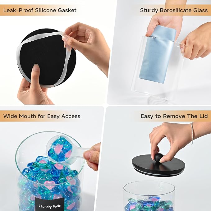Glass Laundry Pods Container & Acrylic Dryer Sheet Holder - Image 4