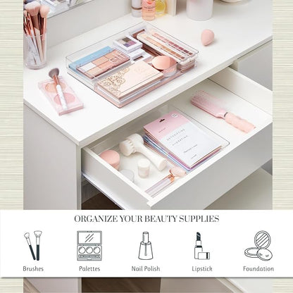 STORi SimpleSort 2-Piece Stackable Clear Drawer Organizer Set | 12" x 9" x 2" - Image 3