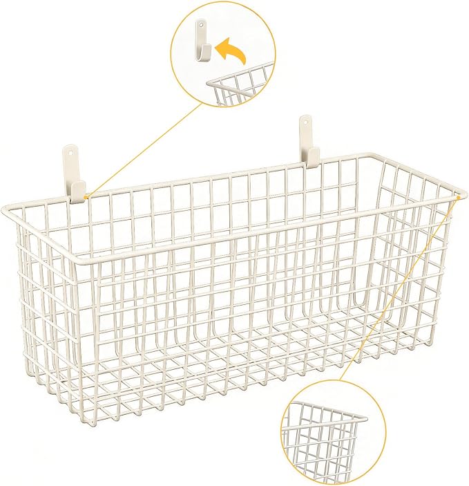 Kinlink 2 Sets White Extra Large Hanging Wall Basket - Image 3