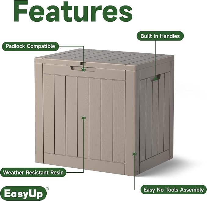 EasyUp 39 Gallon Outdoor Storage Box Waterproof, Resin Outdoor Deck Box - Image 3