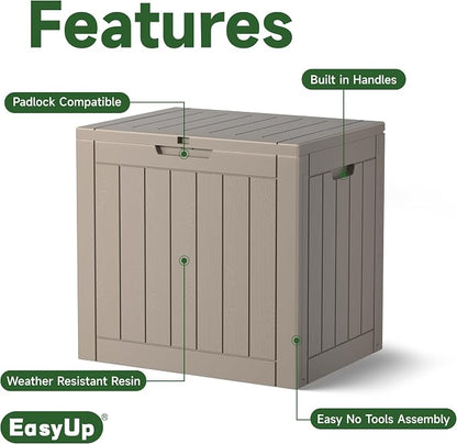 EasyUp 39 Gallon Outdoor Storage Box Waterproof, Resin Outdoor Deck Box - Image 3