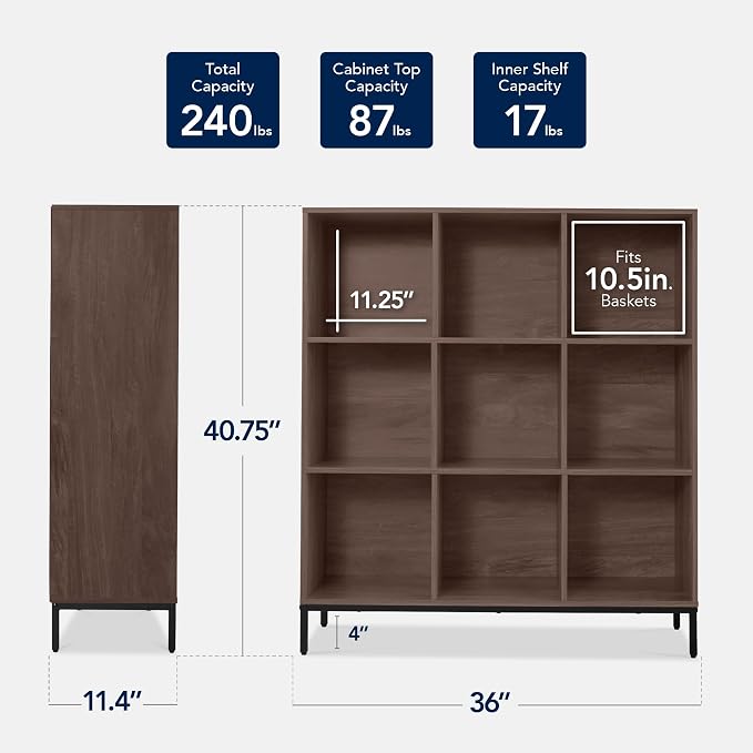 Best Choice Products 9-Cube Bookshelf, 3-Tier Wood Storage Bookcase W/Legs - Image 2