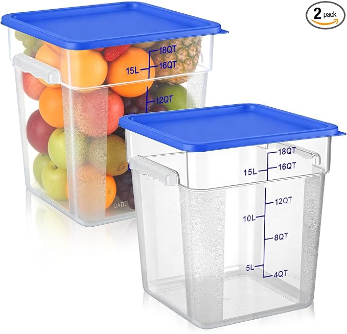 FoldTier 2 Pieces Square Food Storage Containers Polycarbonate Clear food by FoldTier