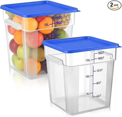 FoldTier 2 Pieces Square Food Storage Containers Polycarbonate Clear food by FoldTier
