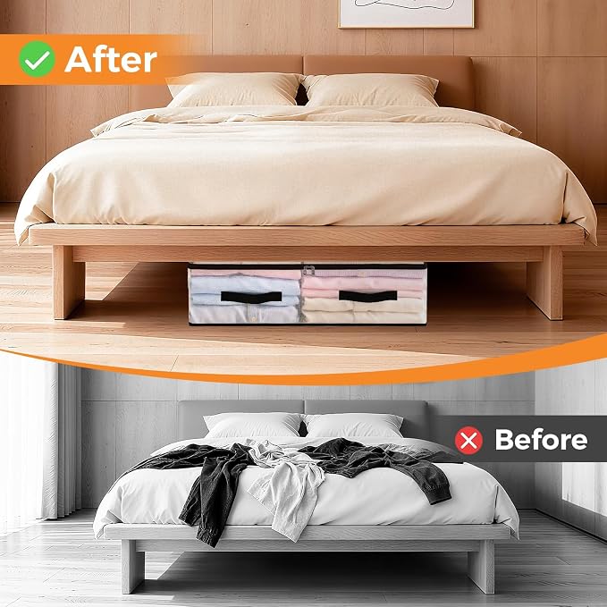 6 Pack Under Bed Storage Bags, 60L Foldable Clear Storage Containers - Image 6