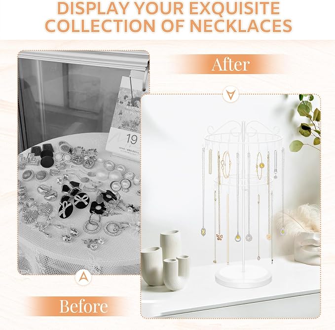 iDavosic.ly 2 Tier Rotating Necklace Holder Organizer - Image 5