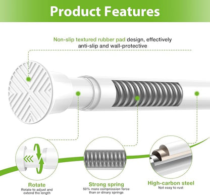 1Pcs Spring Tension Curtain Rod 31-62 Inch, 7/8" Diameter Tension Rod - Image 5