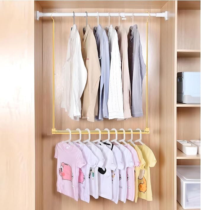 Adjustable Hanging Closet Rod, Extender Hanging Rod, Closet Hanging Organizer - Image 2