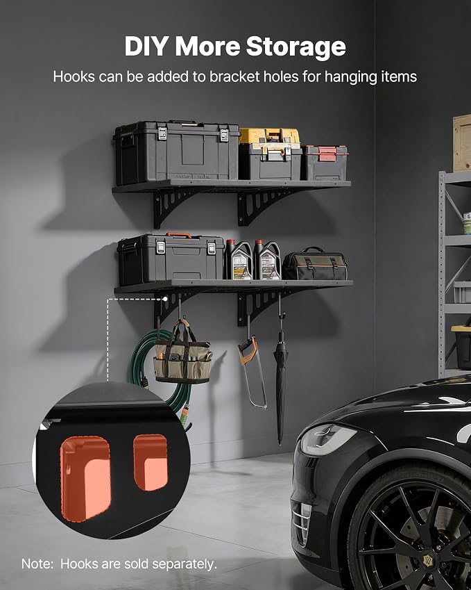 VEVOR 2-Pack Heavy Duty Garage Wall Shelving, 2 x 3 ft Steel Wall Mounted - Image 7