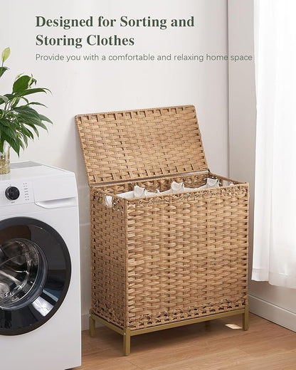 SETVSON Laundry Hamper with Lid 132 L, Clothes Hamper with Lid, Handwoven - Image 6