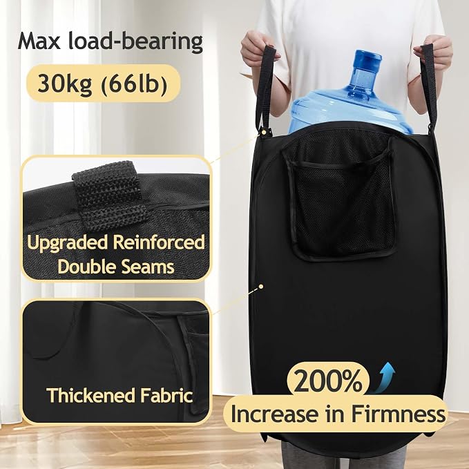 House Again Upgraded Polyester Pop-up Laundry Hamper, 70L Laundry Basket - Image 3
