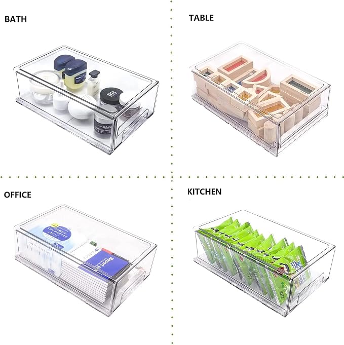 Mano 2Pack Clear Fridge Drawers Pull Out Stackable Refrigerator Drawer - Image 4