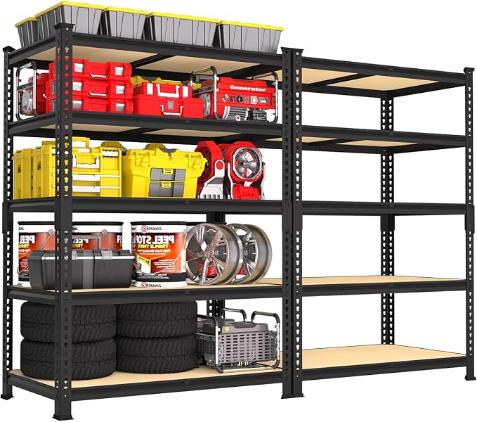 PrimeZone 5-Tier Garage Storage Shelves, Adjustable Metal Shelving, Heavy-Duty by PrimeZone