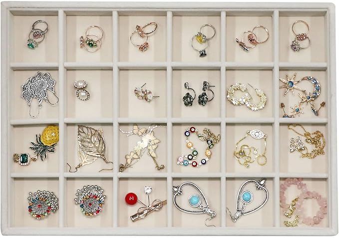 Stratalife 24 Grid Jewelry Organizer Tray, Stackable Drawer Earring Organizer by Stratalife