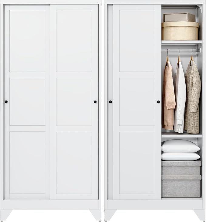 Letaya Armoire Wardrobe Closet, Narrow Slim Coat Closet Cabinet by LetayaMetalCabinets