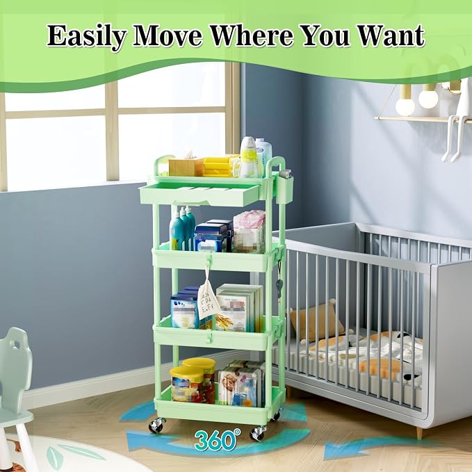 SUNALLY 4 Tier Rolling Utility Cart - Image 4