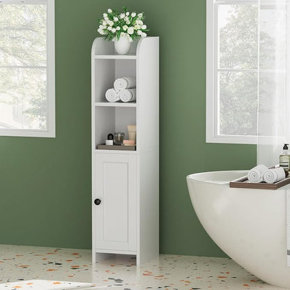 Homhedy Small Bathroom Storage Cabinet, Narrow Toilet Paper Cabinet | Corner - Image 7