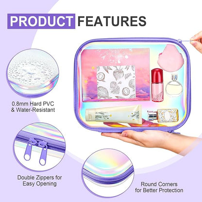 Hoolerry 4 Pcs Hard Clear Zipper Case Makeup Bags Plastic Pencil Pouch - Image 3