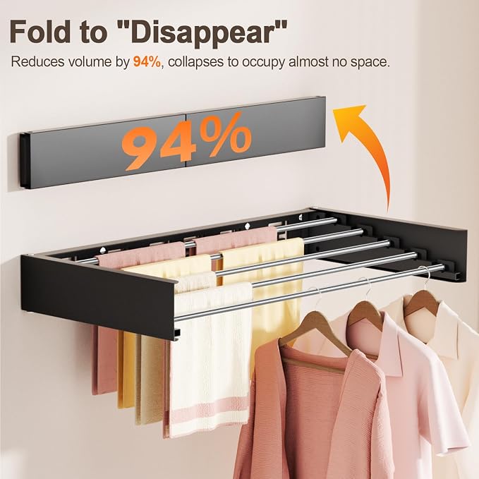 Wall Mounted Clothes Drying Rack Folding Indoor, Foldable Laundry Drying Rack - Image 4