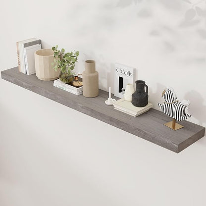 Axeman Floating Shelves for Wall, Rustic Elm Wood 56'' W x 8" D Wall Shelf by Axeman