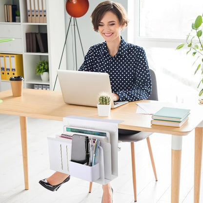 LUKETURE Desk Side Storage, 2 Tier Under Desk Laptop Mount - Image 8