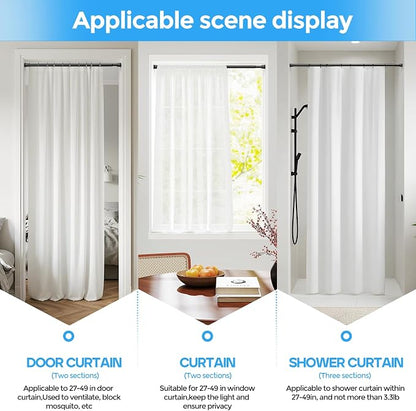 Spring Tension Curtain Rod 28-48'' 2Pcs Black Adjustable Tension Rod | 5/8'' - Image 5