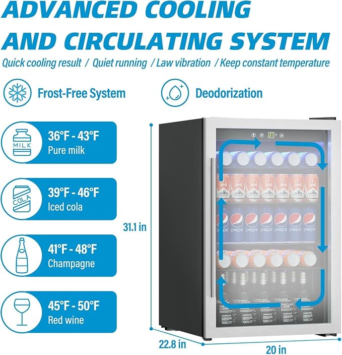 Compact Freestanding Beverage Refrigerator, 145 Can/4.5 Cubic Feet Mini Fridge - Image 4