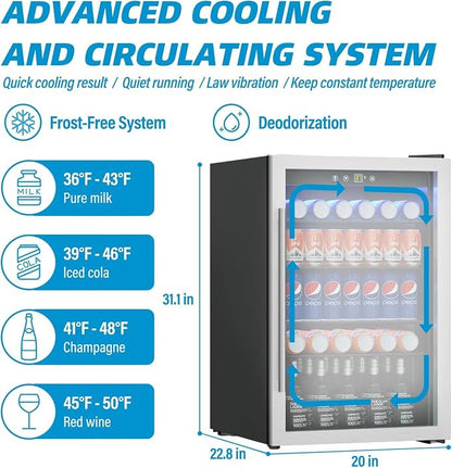 Compact Freestanding Beverage Refrigerator, 145 Can/4.5 Cubic Feet Mini Fridge - Image 4