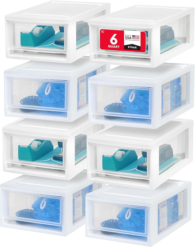 IRIS USA 6 Qt. Small Plastic Stacking Drawer, Stackable Storage Organizer Unit by IRISUSA