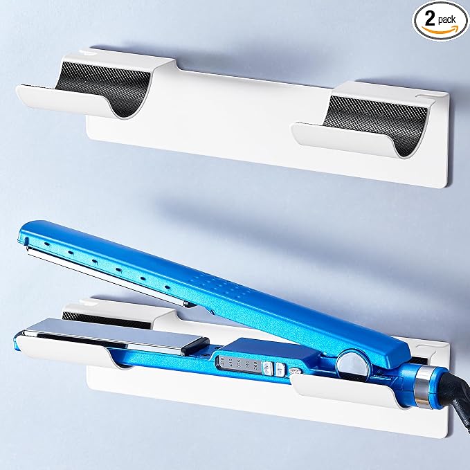 2 PCS Wall Mount Curling Iron Holder and Hair Tool Organizer by LOXSUN